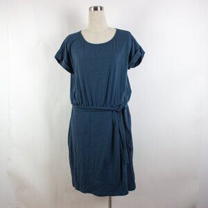 Garnett Hill Organic Cotton Tie Waist Rolled Sleeve Dress